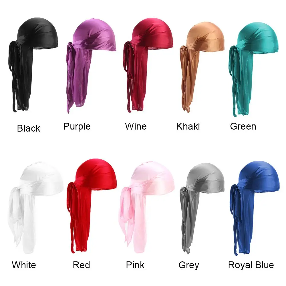 Men Women Bandana Silk Durag Turban Hijab Pirate Hat Cancer Head Scarf Chemo Cap Pre-Tied Headwrap