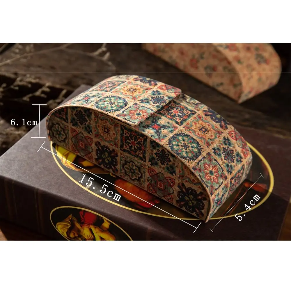 Pressure-Resistant Antique Cork Mural Retro Glasses Case Portable Myopia Storage Sunglassex Box for Unisex