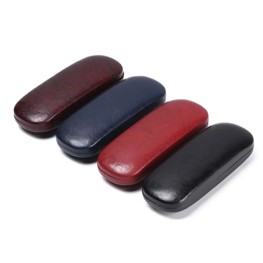 Hot Sale Leather Glasses Case For Men Waterproof Hard Frame Eyeglass Case Women Reading Glasses Box Black Spectacle Cases