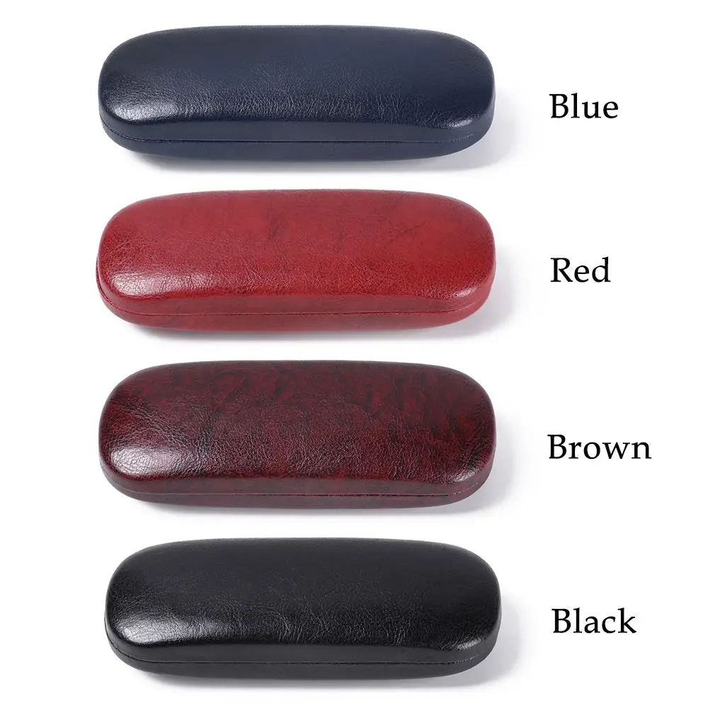Hot Sale Leather Glasses Case For Men Waterproof Hard Frame Eyeglass Case Women Reading Glasses Box Black Spectacle Cases