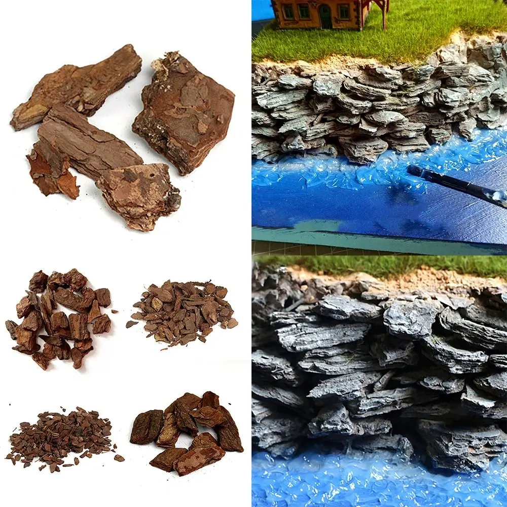 Fairy Garden Accessories Bark 50g Simulation Bench Rock Stone Sand Table Layout Scene Model Railway Scenery