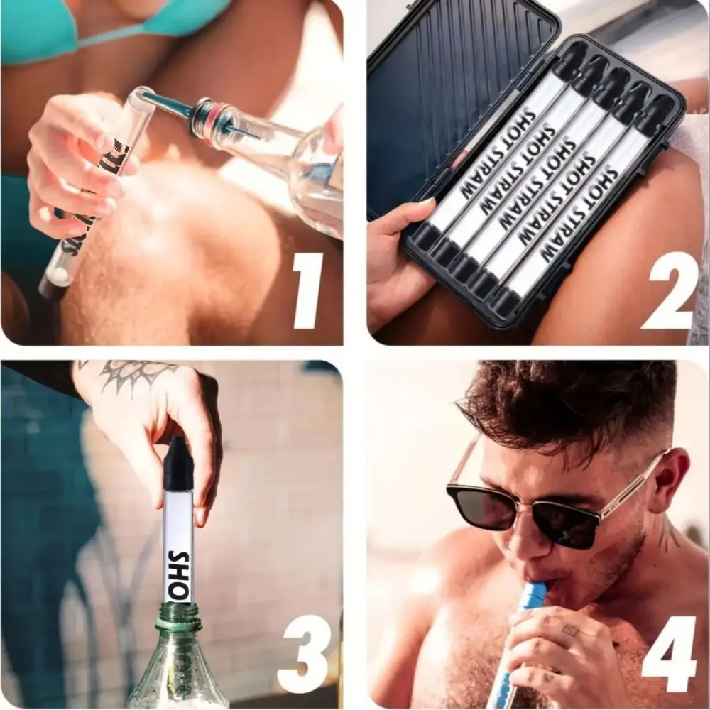 Shot Straw Transparent Straw Reusable Glasses Drinking Straws Easy to use for Tumbler,Fits All Standard Bottles