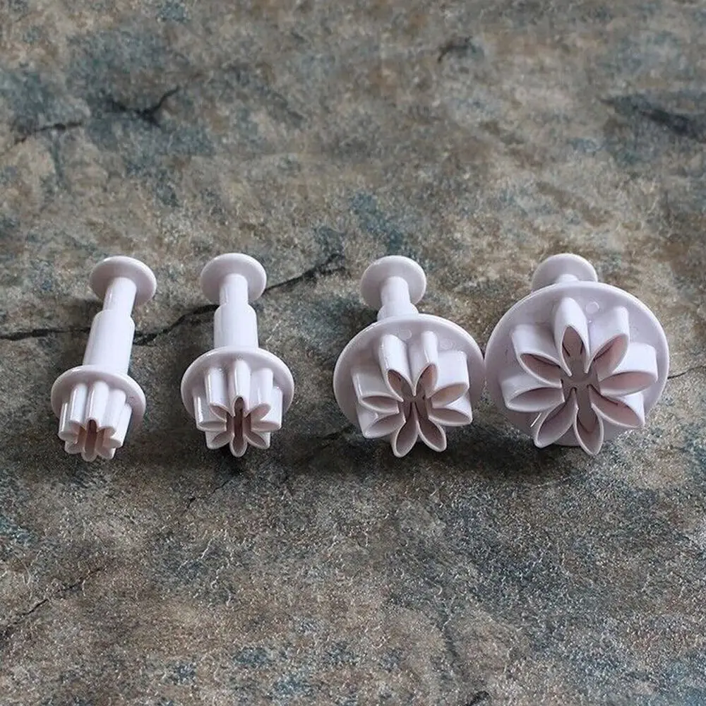 Cake Decoration Mould 4Pcs Daisy Flower Fondant Cake Cutter Plunger Cookie Mold