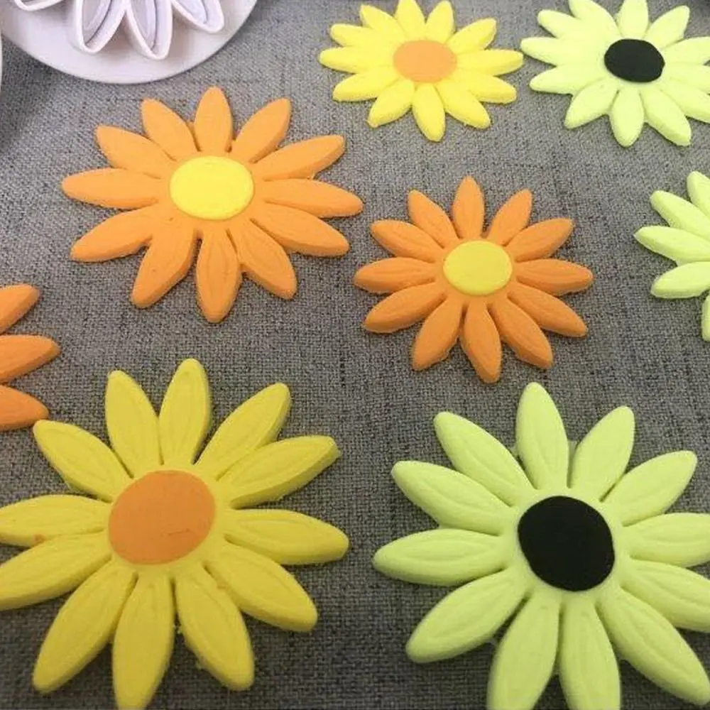 Cake Decoration Mould 4Pcs Daisy Flower Fondant Cake Cutter Plunger Cookie Mold