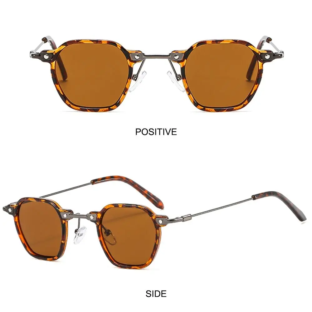 Retro Punk Sunglasses for Women & Men, Small Polygon Frame Sun Glasses Vintage Avant Garde Hip Hop Shades, Fashion Ocean Color