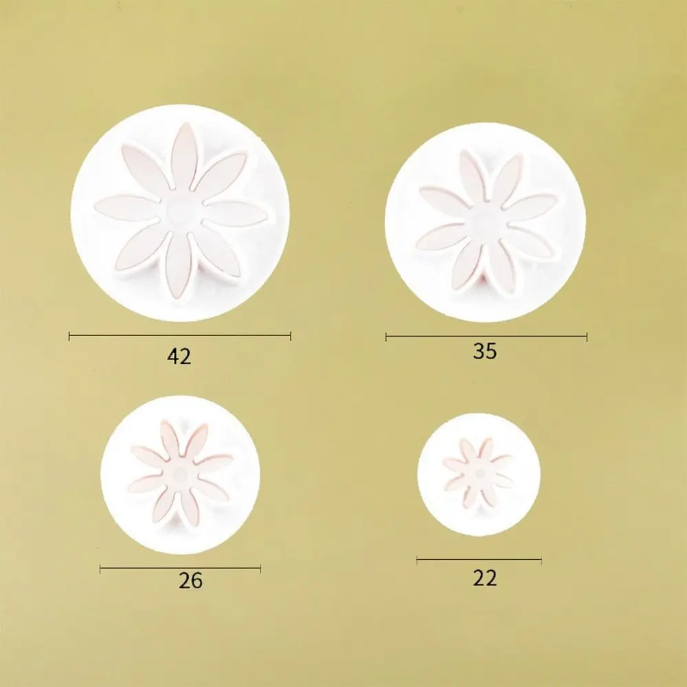 Cake Decoration Mould 4Pcs Daisy Flower Fondant Cake Cutter Plunger Cookie Mold