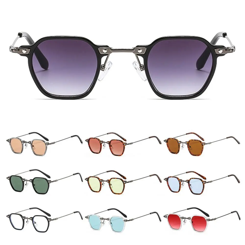 Retro Punk Sunglasses for Women & Men, Small Polygon Frame Sun Glasses Vintage Avant Garde Hip Hop Shades, Fashion Ocean Color