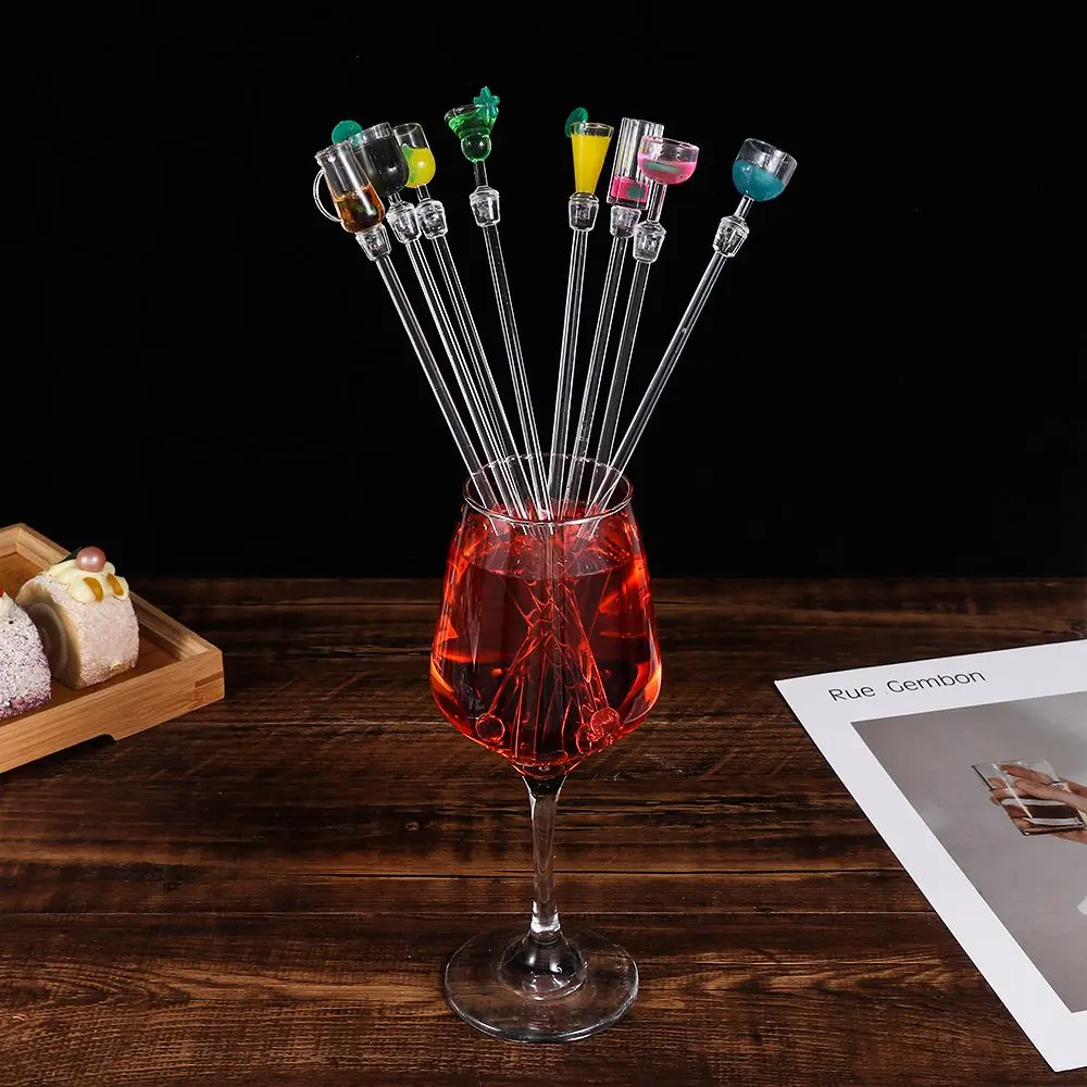 10Pcs/Set Acrylic Drink Stirrers Kitchen Party Restaurant Tool Juice Bar Cocktail Drink Mixer Swizzle Stick Wine Agitators