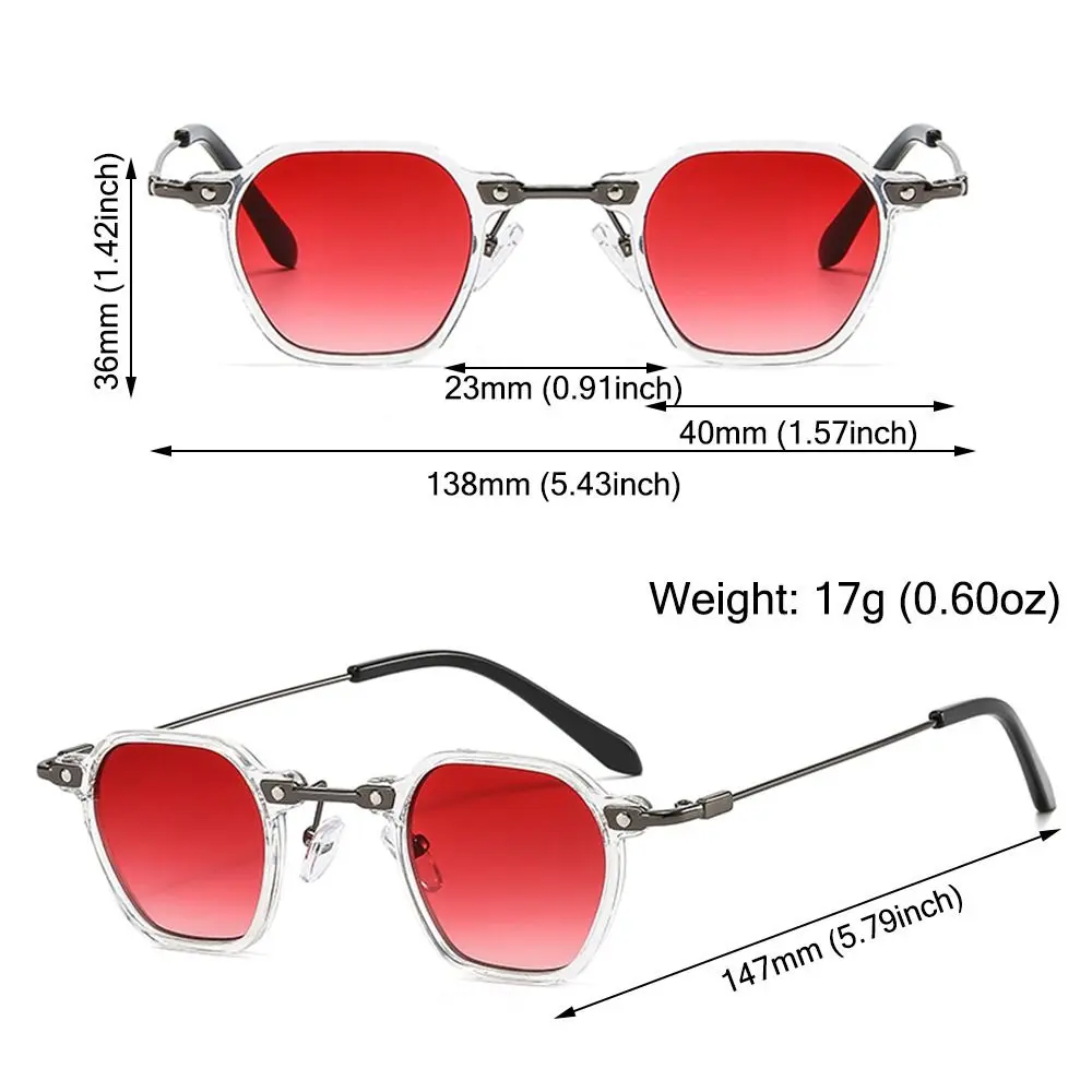 Retro Punk Sunglasses for Women & Men, Small Polygon Frame Sun Glasses Vintage Avant Garde Hip Hop Shades, Fashion Ocean Color