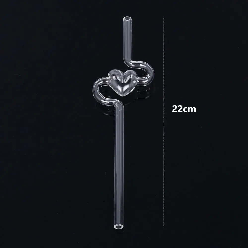 Transparent Love Heart Glass Straw Reusable Bar Accessories Juice Straw