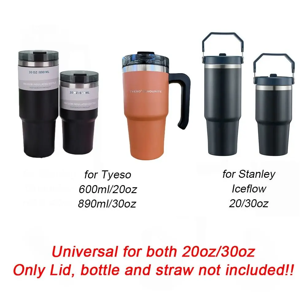 Sealing Bottle Cover for 20oz/30oz Splash Spill Proof Plain Plastic Replacement Lids for Tyeso/Stanley Tumber Cup Cap Multicolor