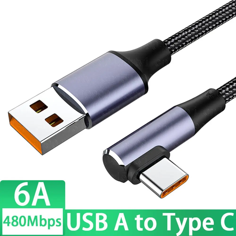 100W PD Fast Charging Line USB C to USB Type C Cable Quick Charge 4.0 Right Angle Wire 90 Degree Data Cable For Laptop Mobile