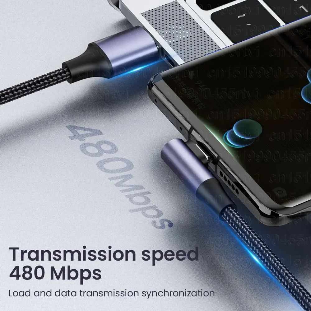 100W PD Fast Charging Line USB C to USB Type C Cable Quick Charge 4.0 Right Angle Wire 90 Degree Data Cable For Laptop Mobile