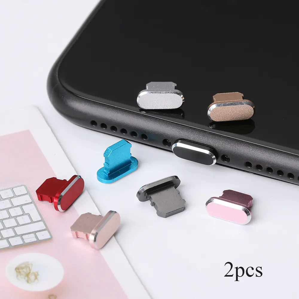 2pcs Metal Anti Dust Charger Dock Plug Stopper Cap Cover for iP 13 12 11 Pro Max X XR Max 8 7 6S Plus