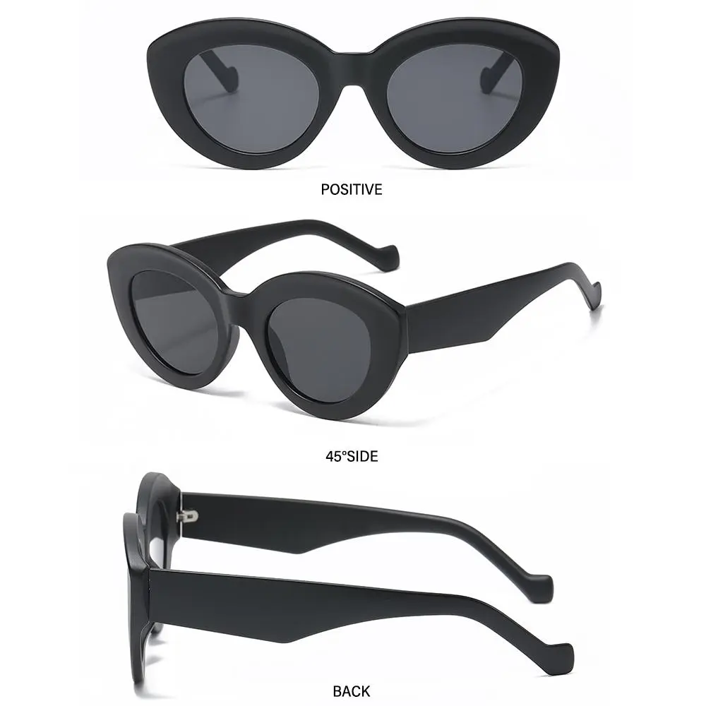 Oversized Cat Eye Sunglasses for Women Cute Oval Thick Frame Cat Eye Sun Glasses Chic Retro Style Shades