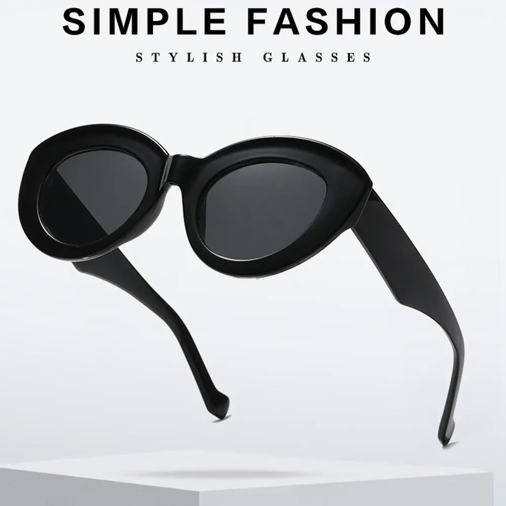 Oversized Cat Eye Sunglasses for Women Cute Oval Thick Frame Cat Eye Sun Glasses Chic Retro Style Shades