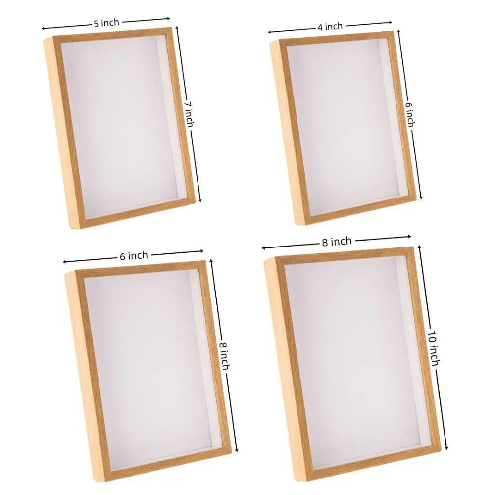 1PC Shadow Box Frame Multi-size Wooden Photo Frame For Dried Flower Rectangular Glass Display Case For Flora Ticket Crafts