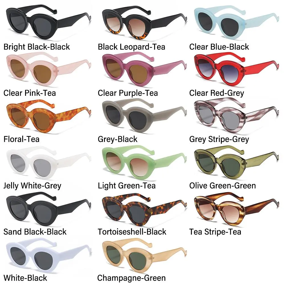 Oversized Cat Eye Sunglasses for Women Cute Oval Thick Frame Cat Eye Sun Glasses Chic Retro Style Shades
