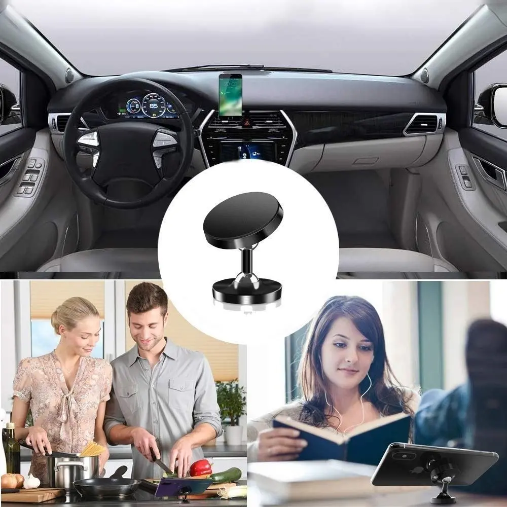 Double-sided Magnetic Car Phone Holder Dual Magnet Phone Mount Stand for Gym Kitchen