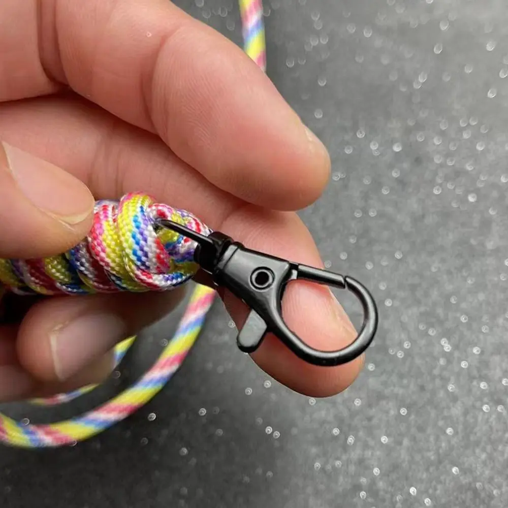 Paracord Keychain Lanyard Rotatable Buckle High Strength Parachute Cord Self-Defense Emergency Survival Backpack Key Ring Neck