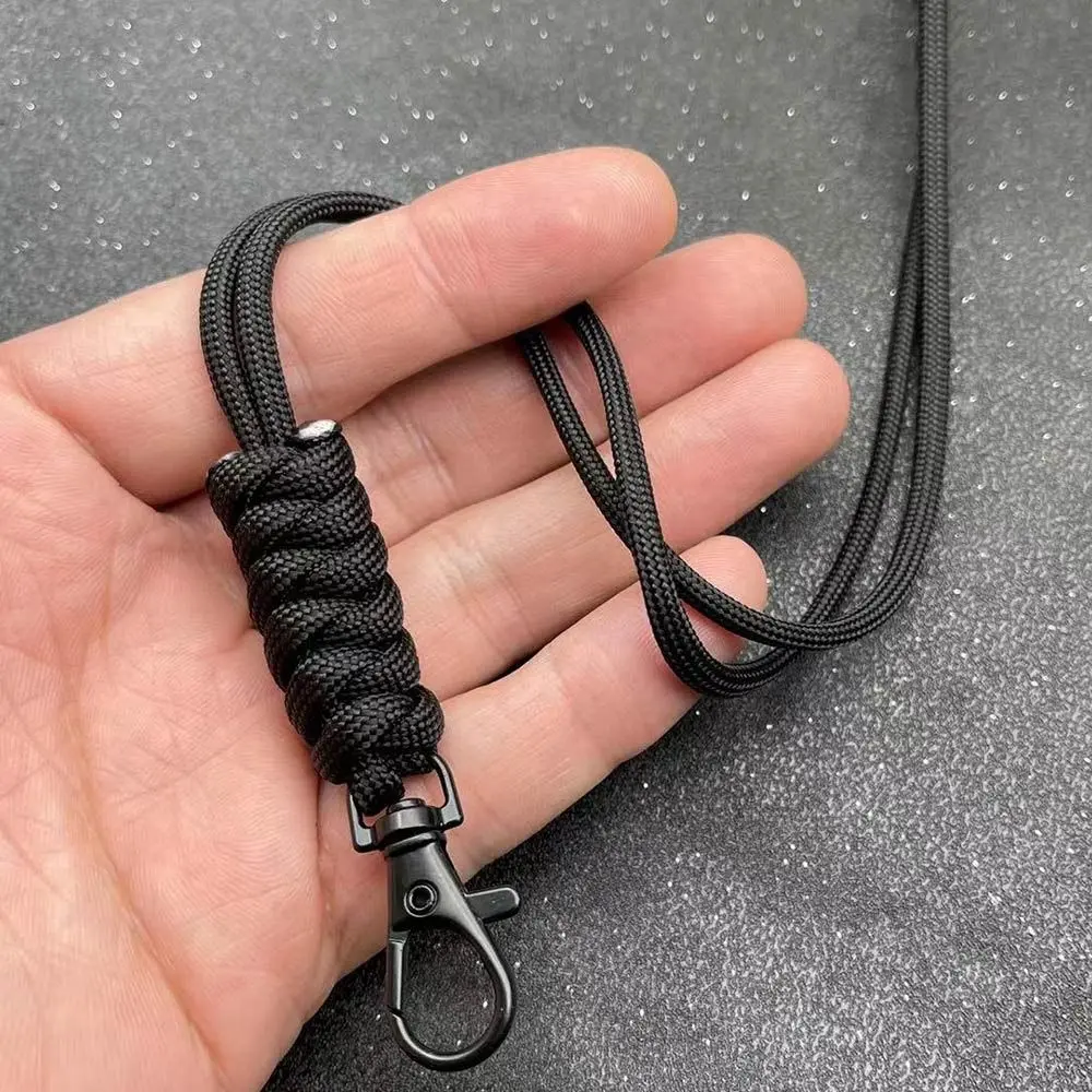 Paracord Keychain Lanyard Rotatable Buckle High Strength Parachute Cord Self-Defense Emergency Survival Backpack Key Ring Neck