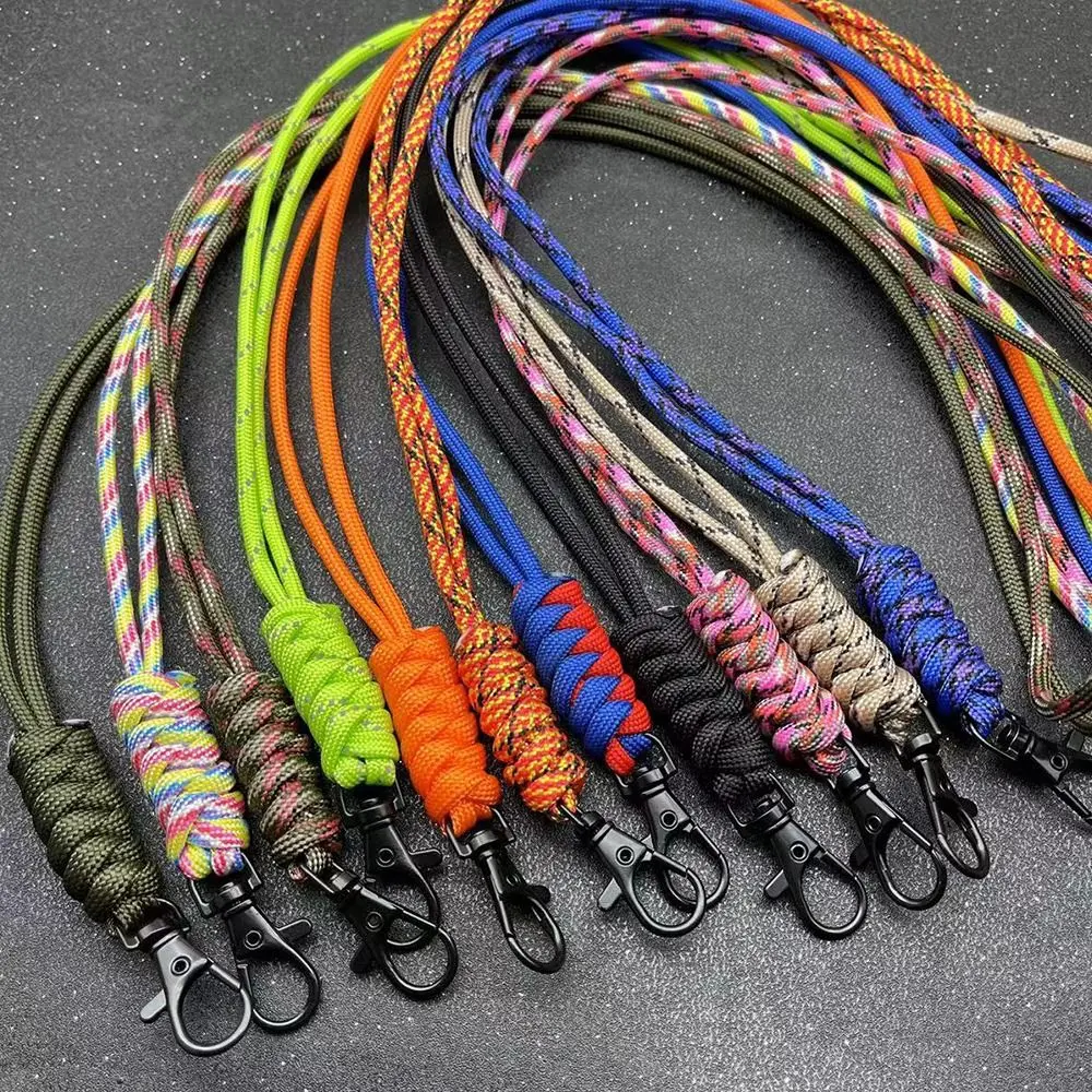 Paracord Keychain Lanyard Rotatable Buckle High Strength Parachute Cord Self-Defense Emergency Survival Backpack Key Ring Neck