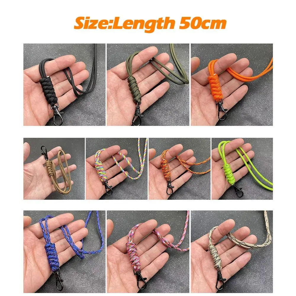 Paracord Keychain Lanyard Rotatable Buckle High Strength Parachute Cord Self-Defense Emergency Survival Backpack Key Ring Neck