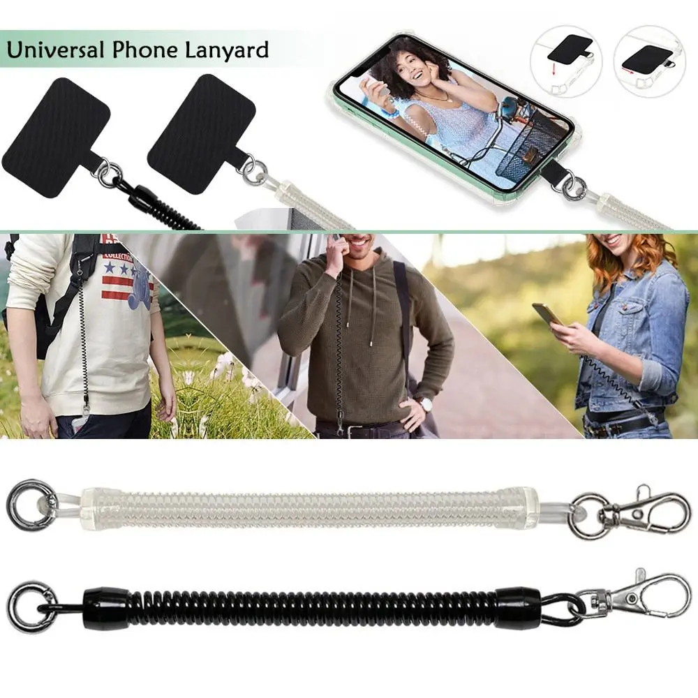 Spring Loaded Mobile Phone Lanyard Lanyard Fixing Piece for Anti-Lost Mobile Phones Spring Lanyard Phone Holder