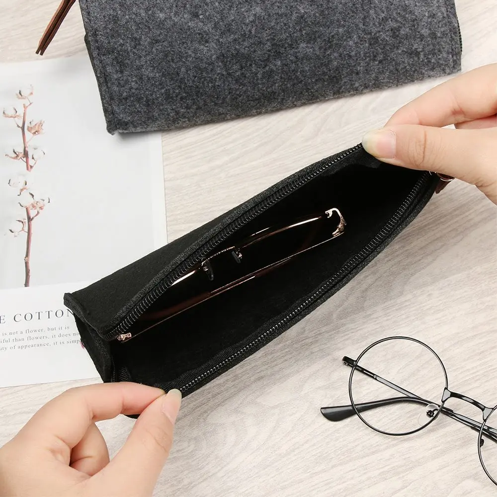 Multifunctional Wool Felt Cloth Zipper Portable Glasses Case Bag Sunglasses Case Box Soft Portatives Protector Eyeglasses Pouch