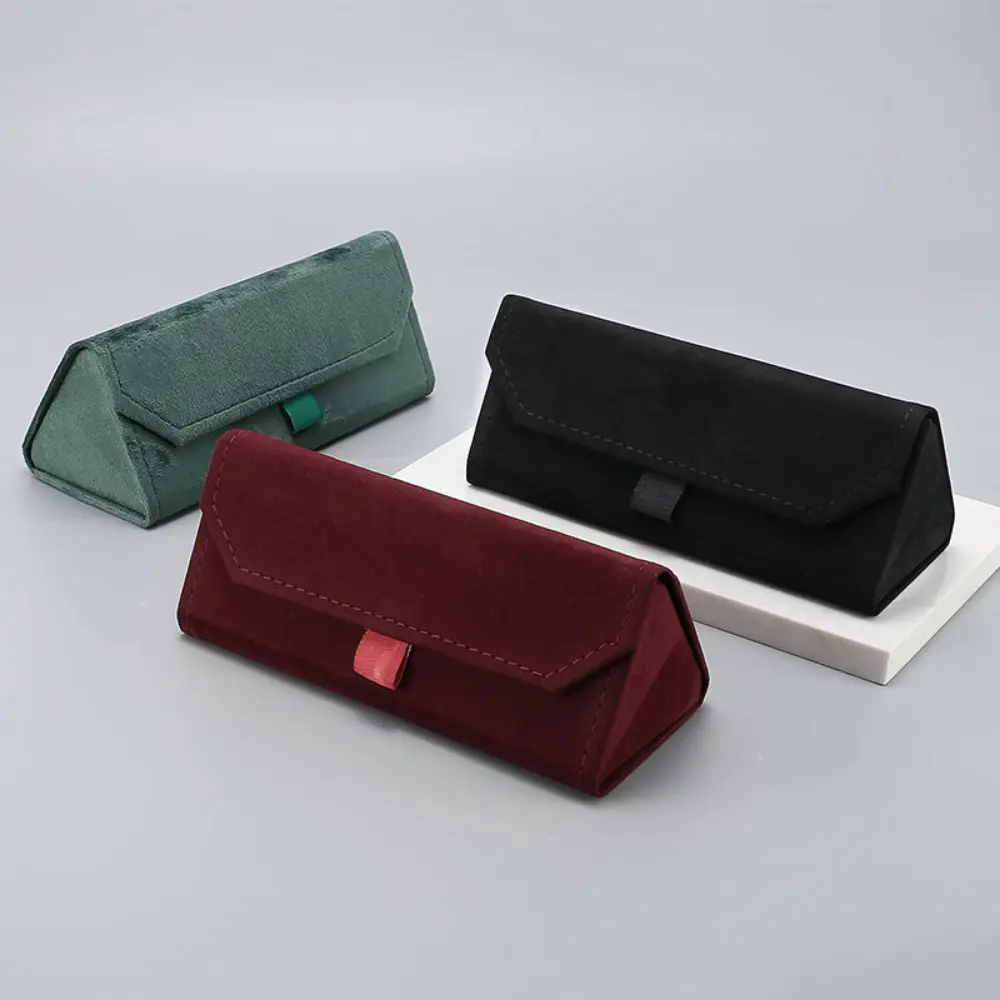European Hot velvet triangle folding glasses Women case Elegant sunglasses case men soft noble reading glasses box Wholesale
