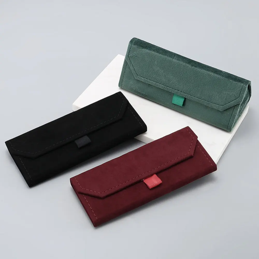 European Hot velvet triangle folding glasses Women case Elegant sunglasses case men soft noble reading glasses box Wholesale