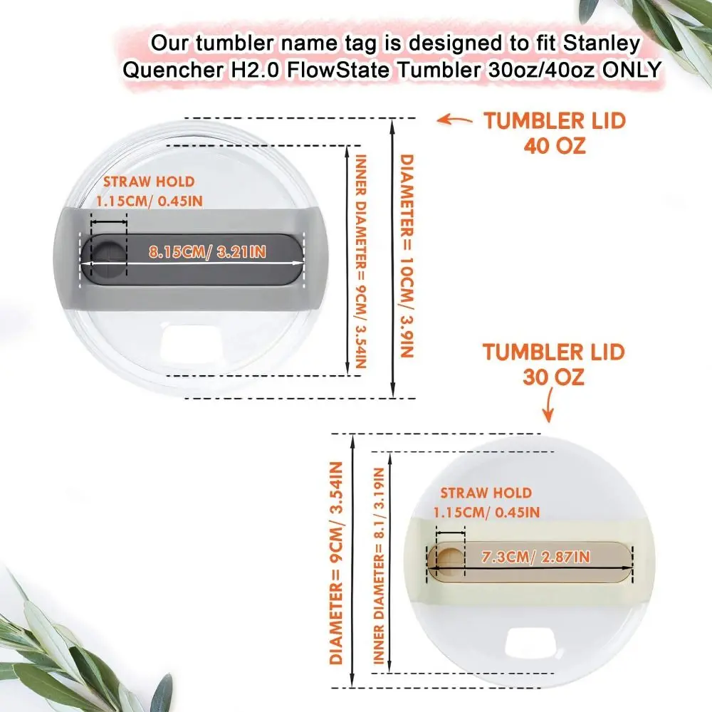 Flower Tumbler Nameplate for 40 oz Stanley Quencher Lid Name Tag, For Stanley Cup accessories, Tumbler Lid Topper Gift