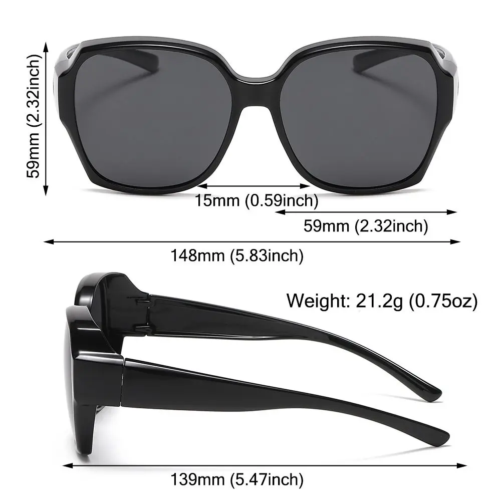 Polarized Fit Over Glasses Sunglasses for Women Men, Trendy Square Wrap Around Shades for Driving Riding, UV Protection