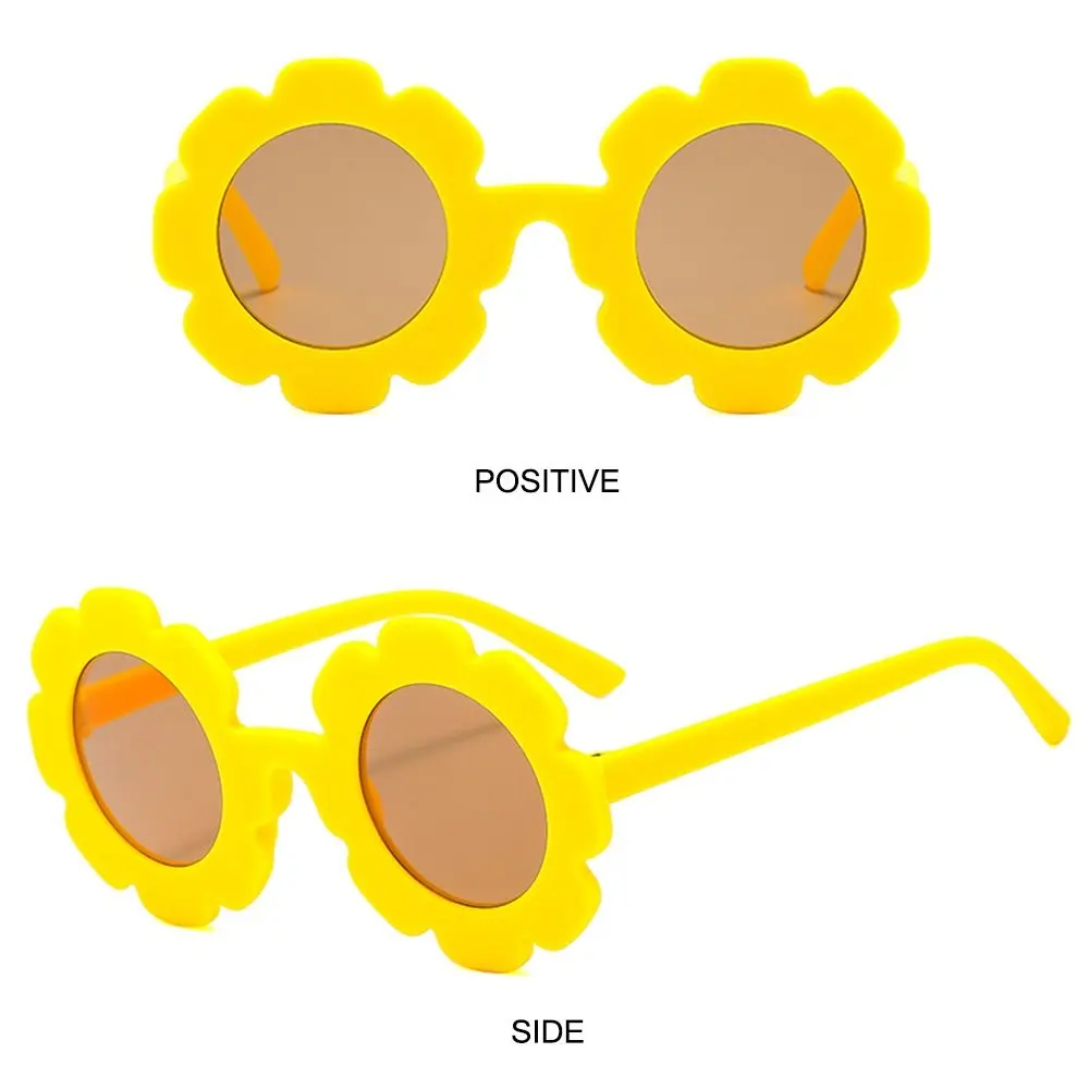 Kids Sunflower Sunglasses Children Round Flower Sun Glasses Outdoor Sun Protection Eyewear Novel Disco Festival Party Shades