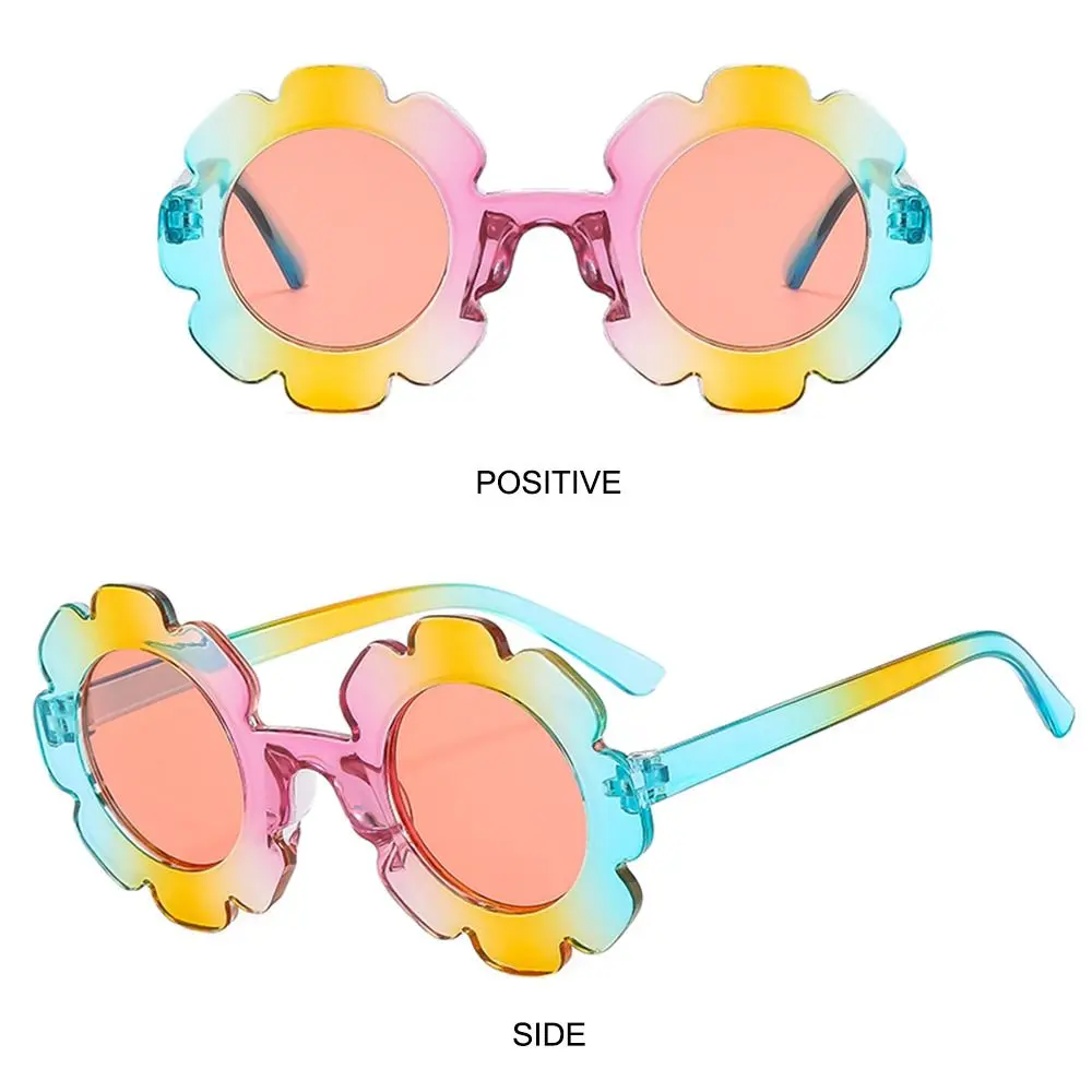 Kids Sunflower Sunglasses Children Round Flower Sun Glasses Outdoor Sun Protection Eyewear Novel Disco Festival Party Shades