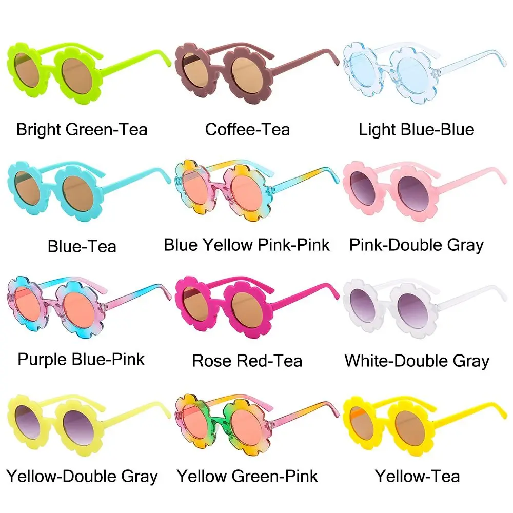 Kids Sunflower Sunglasses Children Round Flower Sun Glasses Outdoor Sun Protection Eyewear Novel Disco Festival Party Shades