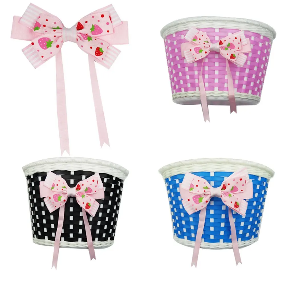 Children Bicycle Storage Scooter Handlebar Basket Bike Front Carrier Bowknot Bag Rear Cycling Hanging Retro Tassels