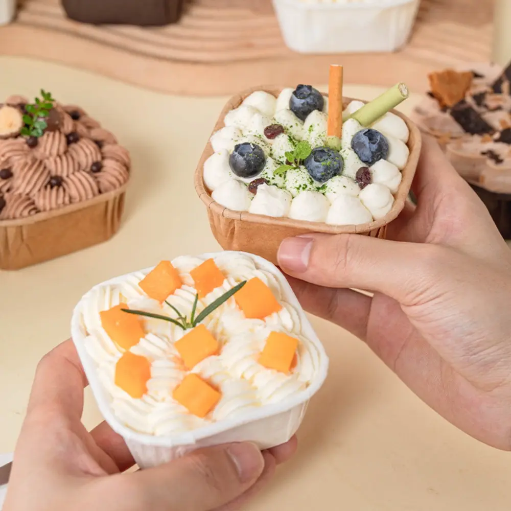 50Pcs Coffee Cupcake Liner Baking Cup Square Muffin Cupcake Paper Cups Wrapper Wedding Cake Decorating Caissettes Muffins Papier