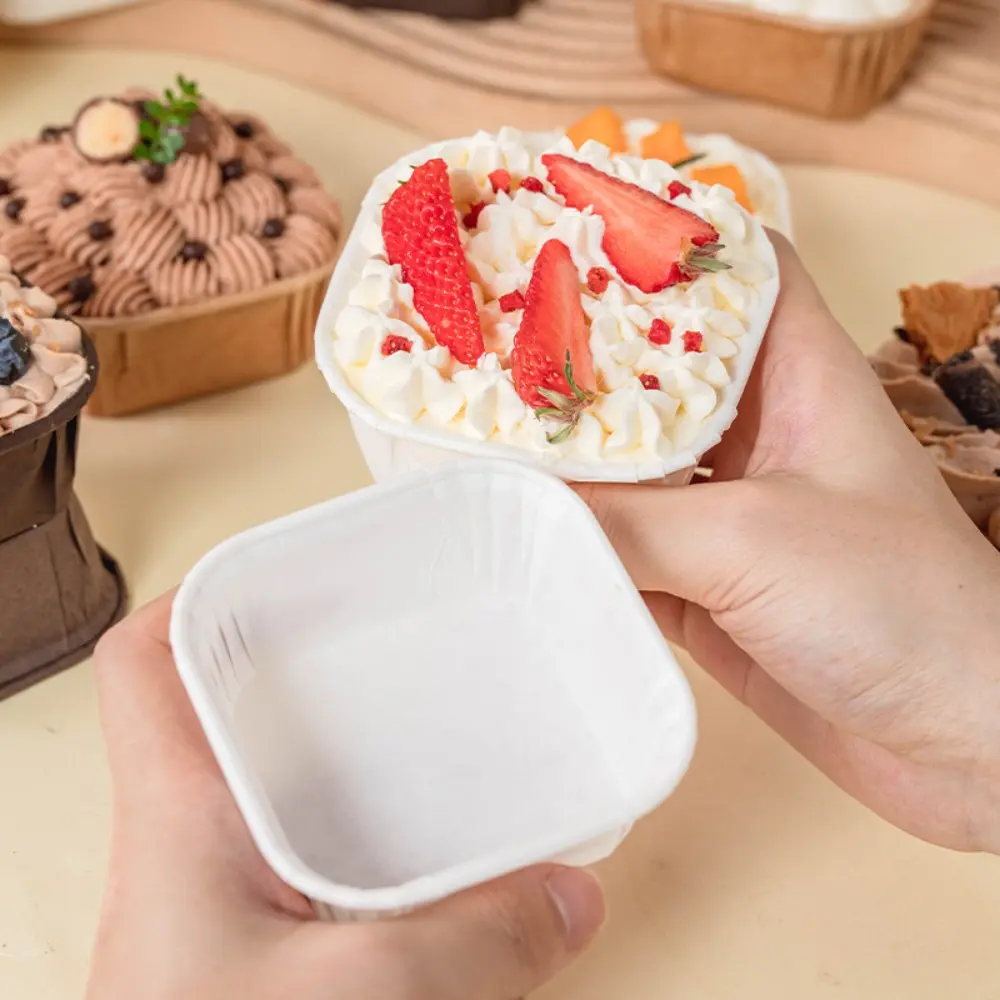 50Pcs Coffee Cupcake Liner Baking Cup Square Muffin Cupcake Paper Cups Wrapper Wedding Cake Decorating Caissettes Muffins Papier