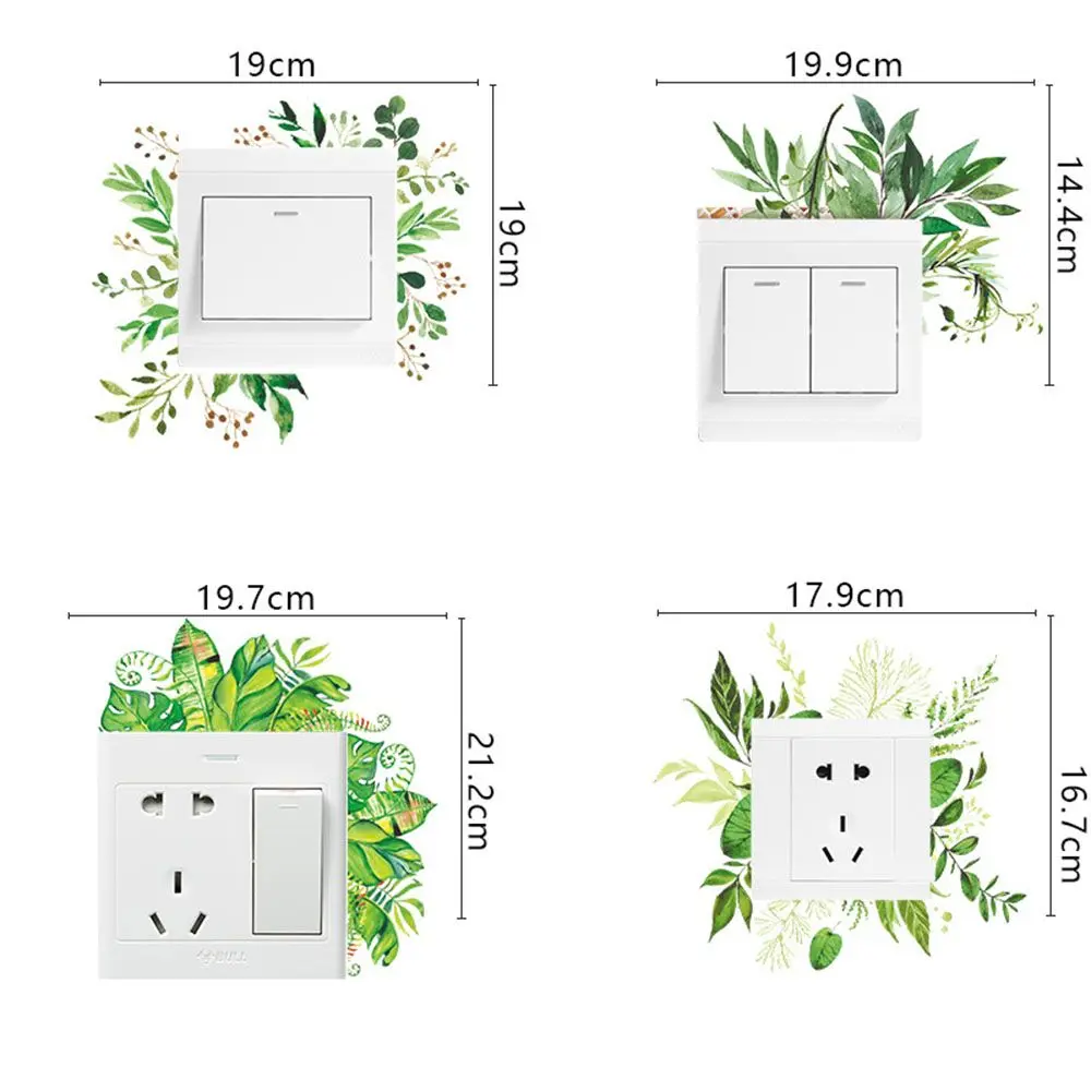 Nordic Style Greenery Leaves Flower Switch Stickers Rose Peony Tropical Palm Wall Decals Home Decoration Bedroom Ornament Gift
