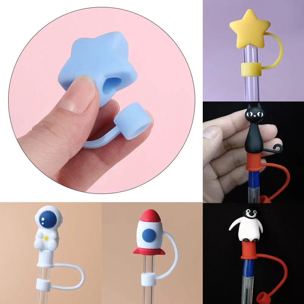 1PC Creative Reusable Silicone Straw Plug Splash Proof Drinking Dust Cap Dust-proof Straw Tips Cover Cup Accessory Kitchen Tool