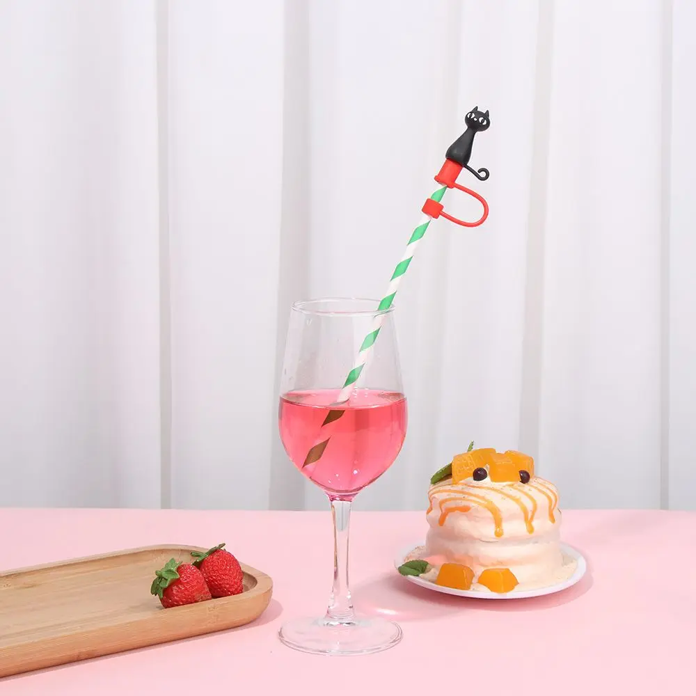 1PC Creative Reusable Silicone Straw Plug Splash Proof Drinking Dust Cap Dust-proof Straw Tips Cover Cup Accessory Kitchen Tool