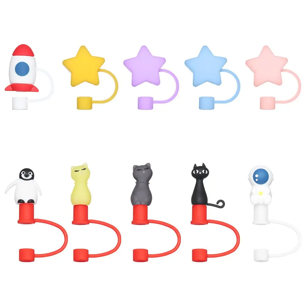1PC Creative Reusable Silicone Straw Plug Splash Proof Drinking Dust Cap Dust-proof Straw Tips Cover Cup Accessory Kitchen Tool