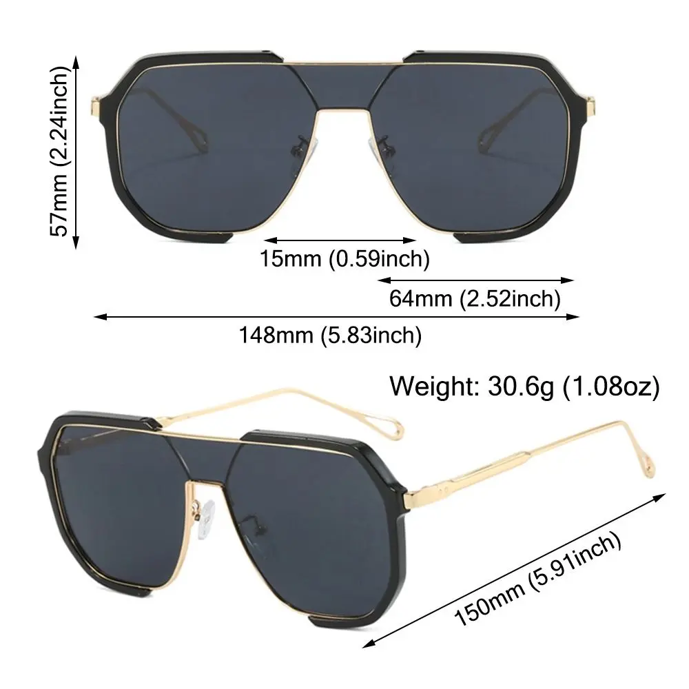 Trendy Polygonal Punk Sunglasses Oversized Goggle Advanced Sense One Piece Large Frame Sun Glasses New Steampunk Eyewear UV400