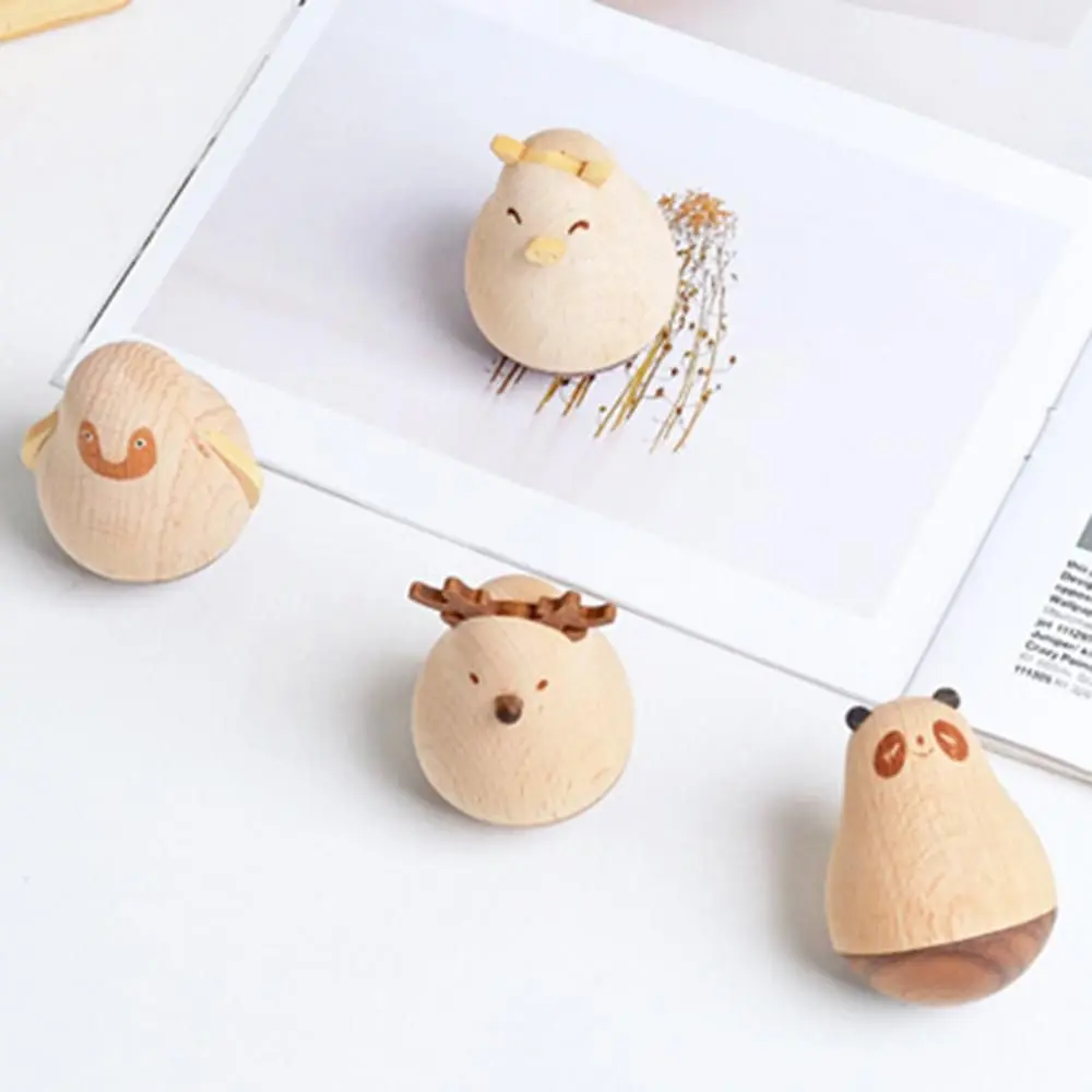 Wooden Tumbler Statue Ornament Miniature Model Christmas Ornaments Children Toy Desktop Decoration Home Decor