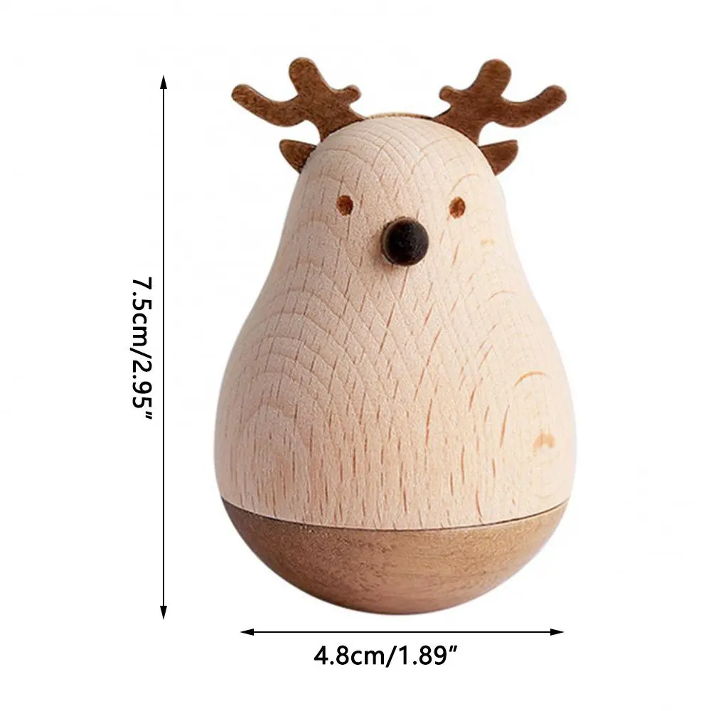 Wooden Tumbler Statue Ornament Miniature Model Christmas Ornaments Children Toy Desktop Decoration Home Decor