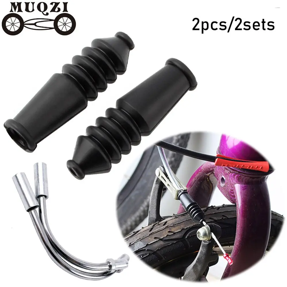 2pcs/2sets MTB Mountain Bike V Brake Noodles Cable Guide Bend Tube Pipe Sleeves Protector Hose Brake Noodle and Boot Set