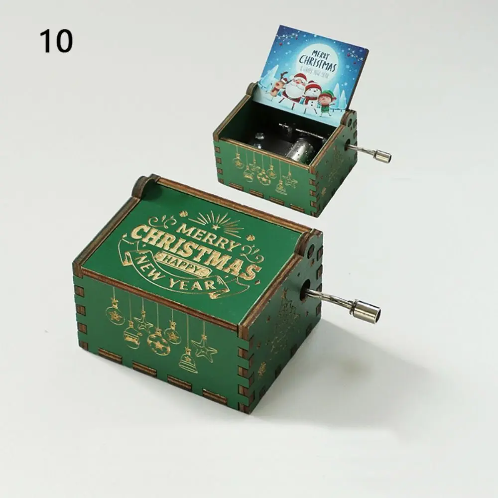Classical Wooden Music Box Valentine's Day Crafts Hand Crank Carved Musical Box Fashion Gift Home Decoration