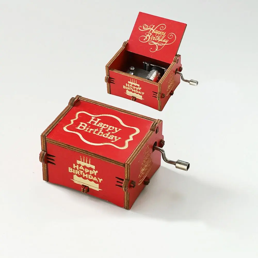 Classical Wooden Music Box Valentine's Day Crafts Hand Crank Carved Musical Box Fashion Gift Home Decoration