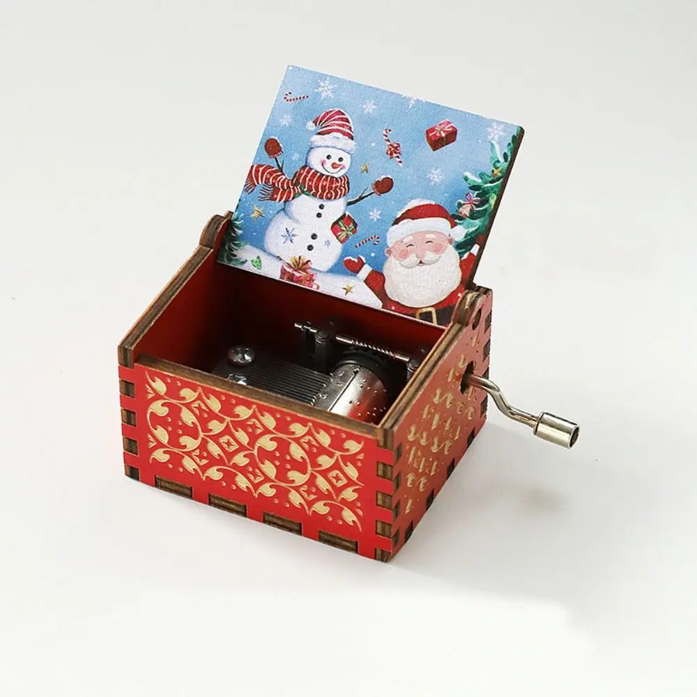 Classical Wooden Music Box Valentine's Day Crafts Hand Crank Carved Musical Box Fashion Gift Home Decoration
